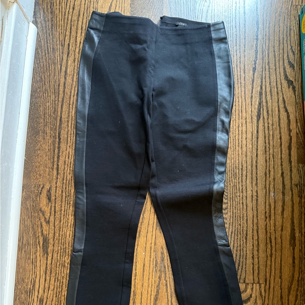 JCrew Black Leather Panel Leggings/Pixie